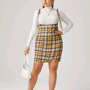 🐤 Yellow Plaid Tie Dress